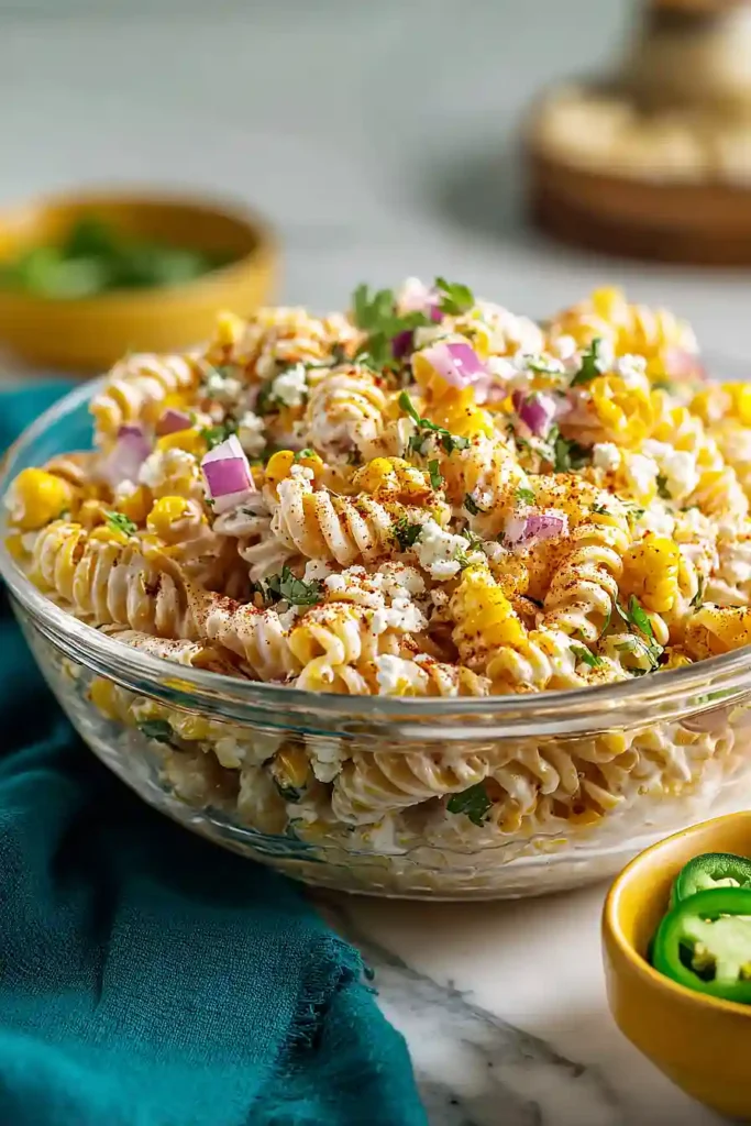 mexican style elote pasta salad