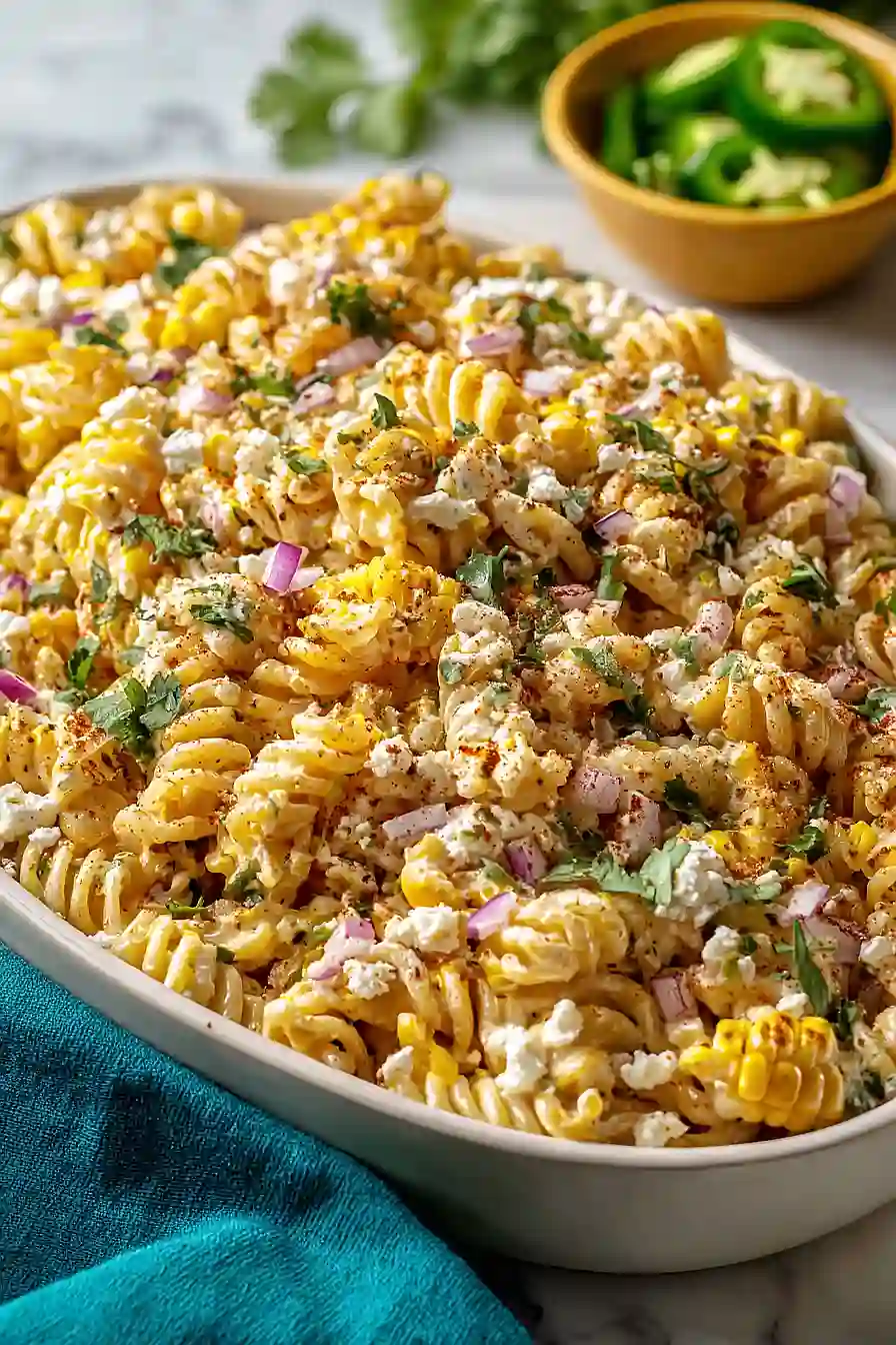 mexican style elote pasta salad 