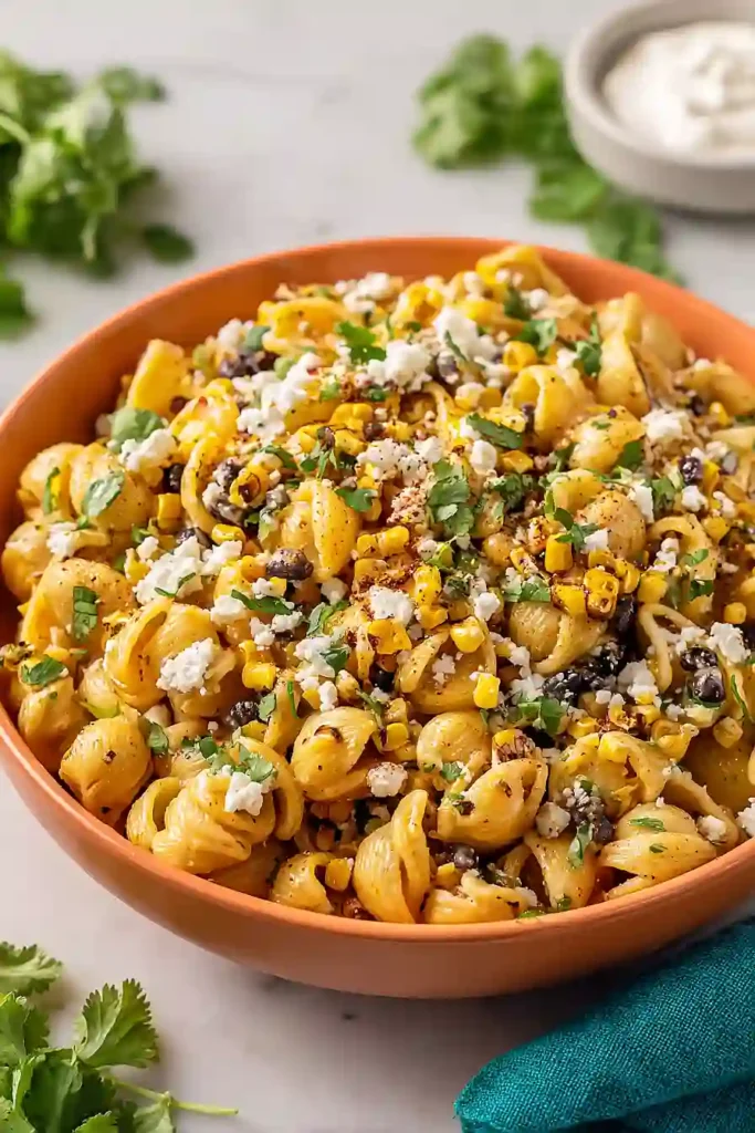 vegan elote pasta salad