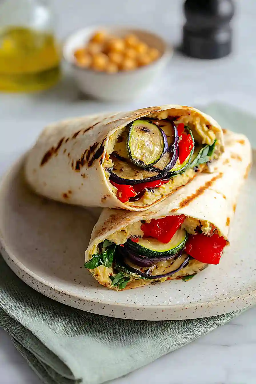 grilled vegetable hummus wraps