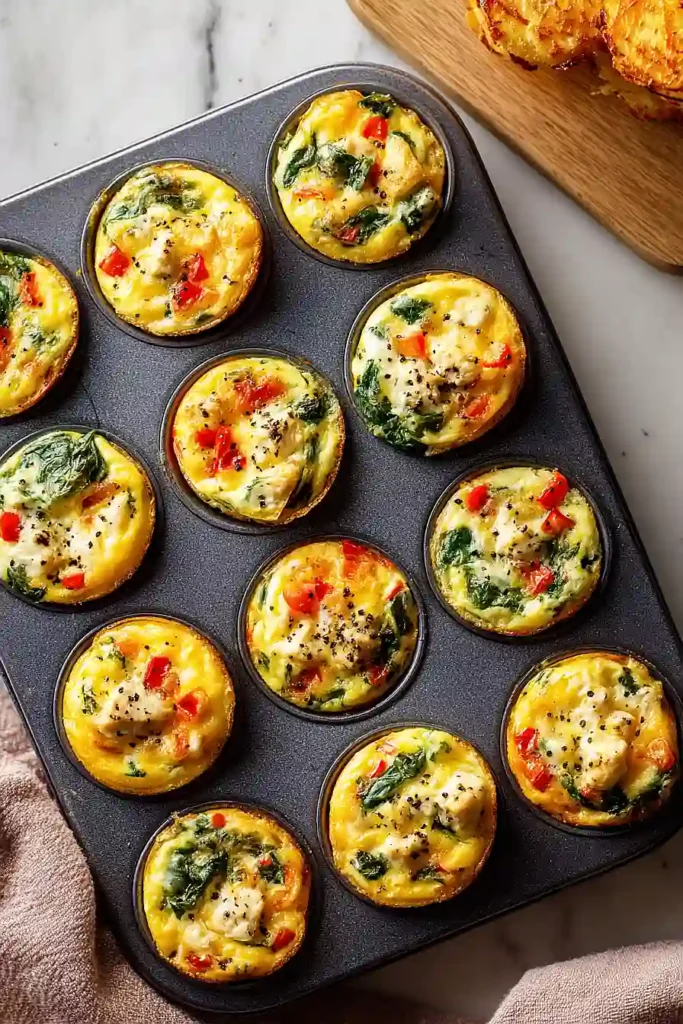 chicken and spinach egg muffins