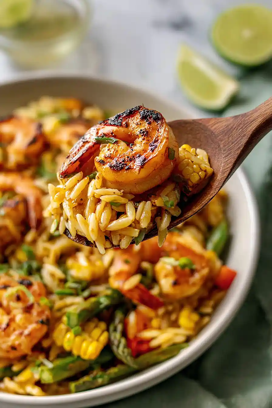 grilled jerk shrimp orzo salad